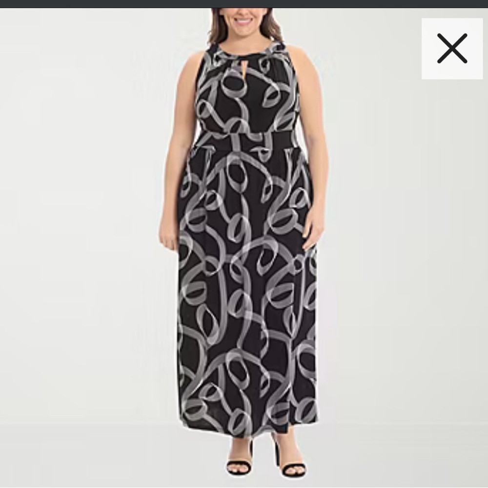 NWT London Times Plus Sleeveless Circles Maxi Dress Size 18W